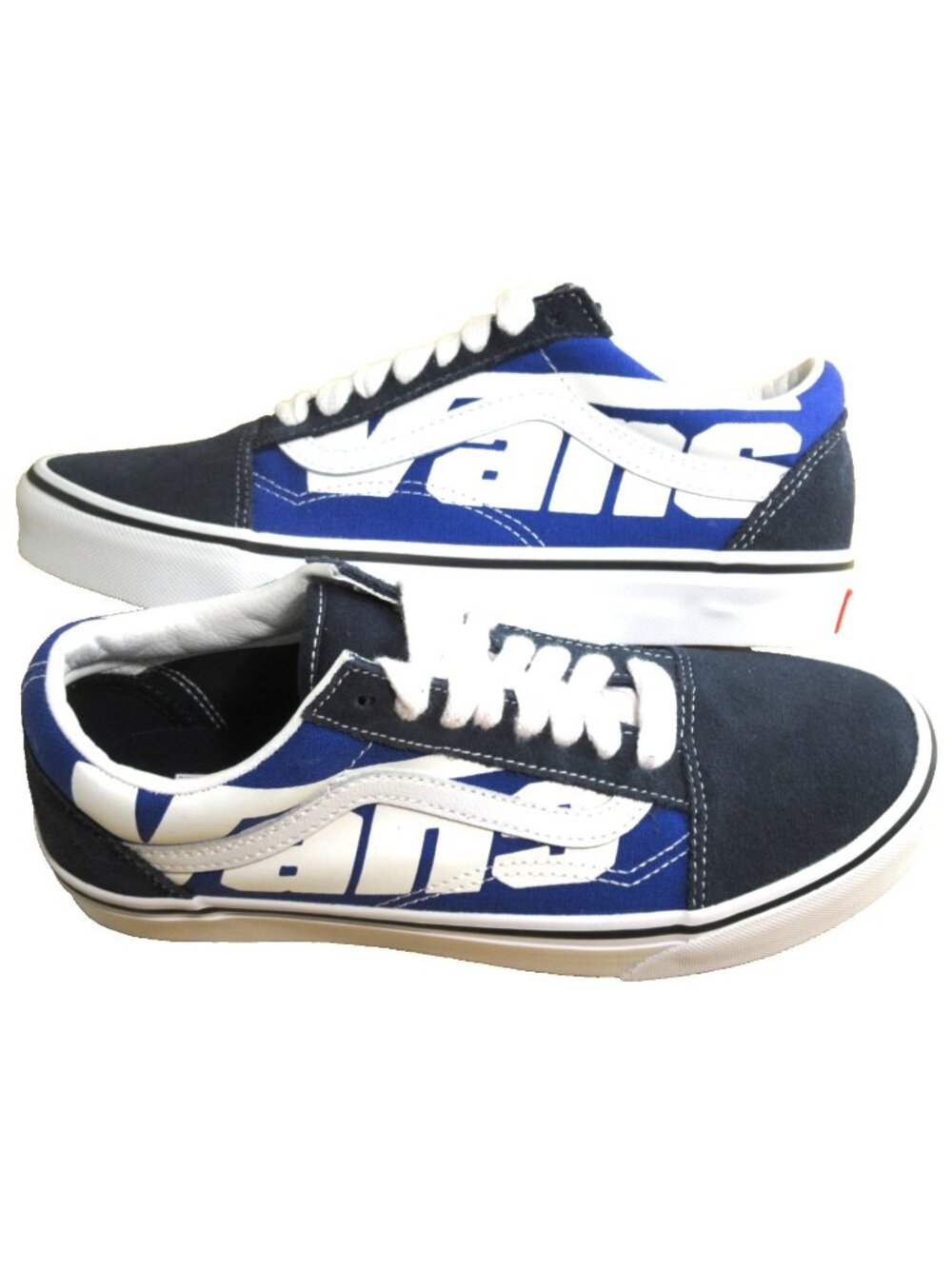 Vans Men's Old Skool Jumbo VANS Logo Blue White Canvas Suede shoes Size 10